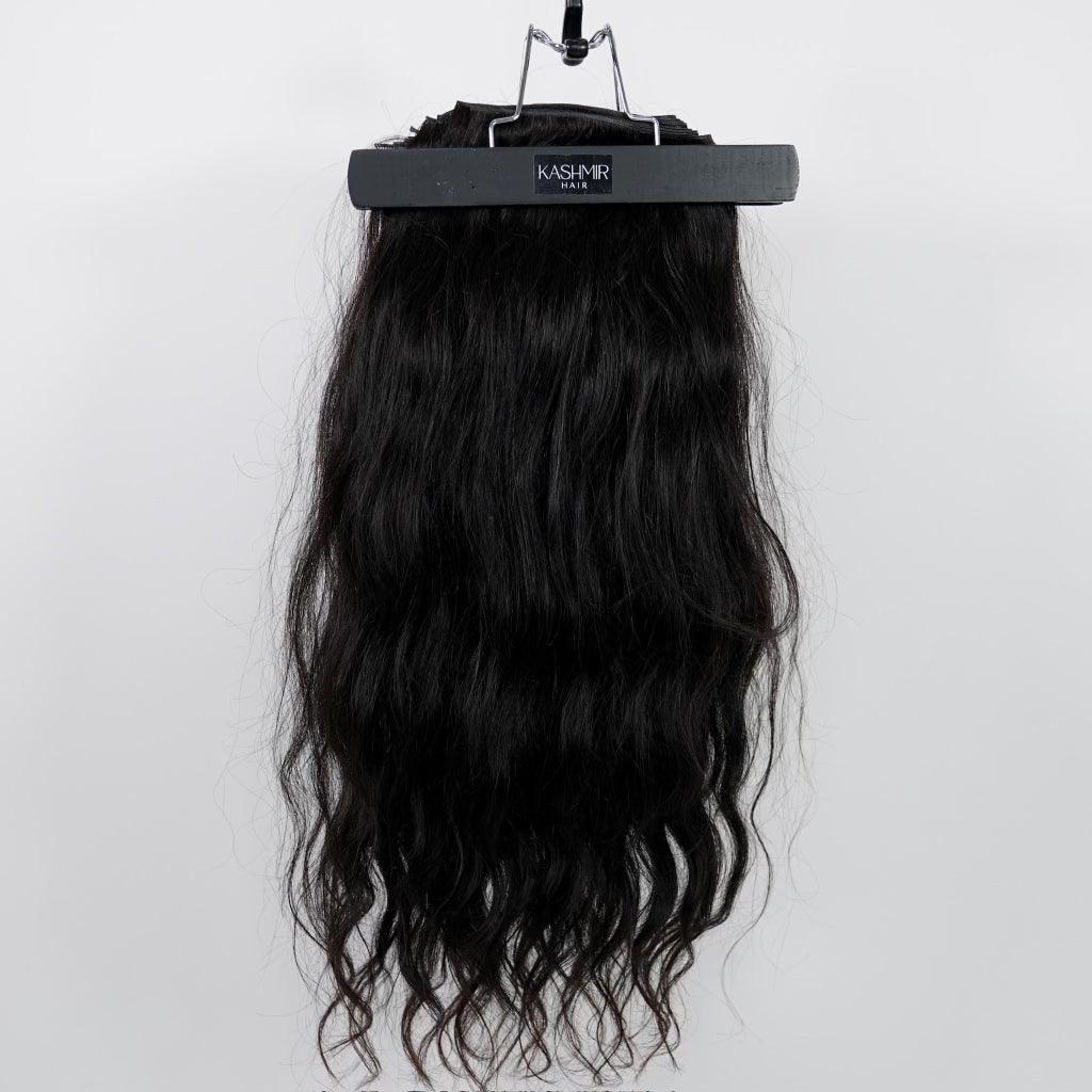 Kashmir Flat Weft - 18" Dark Brown Wavy - 2 Wefts