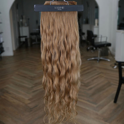 Kashmir Flat Weft - 24" Light Brown Wavy - 3 Wefts