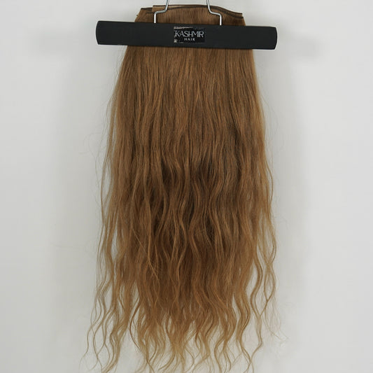 Kashmir Flat Weft - 18” Light Brown Wavy - 2 Wefts