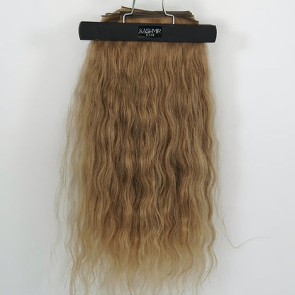 Kashmir Flat Weft - 18” Light Brown Wavy - 2 Wefts