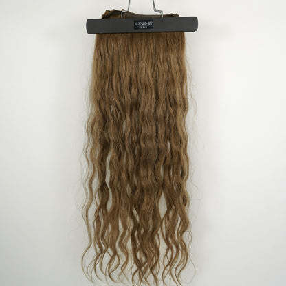 Kashmir Flat Weft - 24” Light Brown Wavy  - 2 Wefts