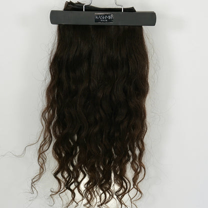 Kashmir Flat Weft - 18” Medium Brown Wavy - 2 Wefts