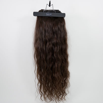 Kashmir Flat Weft - 26" Medium Brown Wavy - 2 Wefts