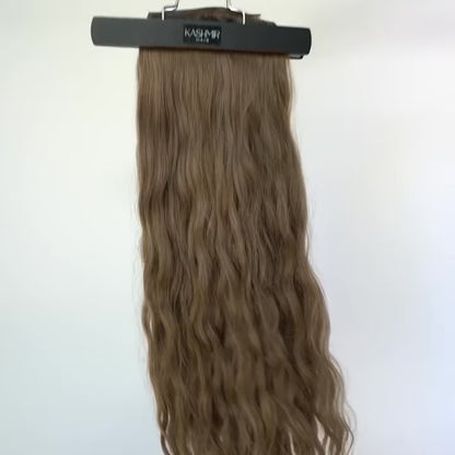 Kashmir Flat Weft - 22" Light Brown Wavy - 3 Wefts