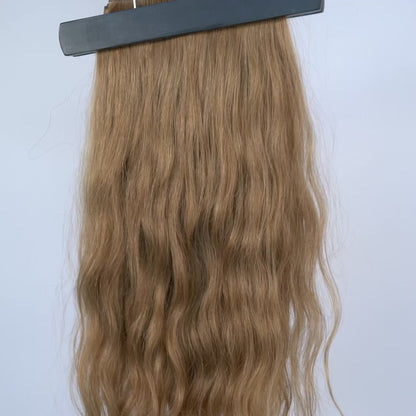 Kashmir Flat Weft - 18" Light Brown Wavy - 2 Wefts