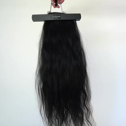 Kashmir Flat Weft - 24" Dark Brown Wavy - 2 Wefts