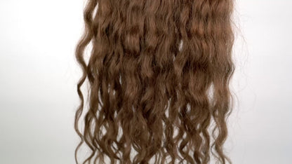 Kashmir Flat Weft - 18” Medium Brown Curly - 2 Wefts