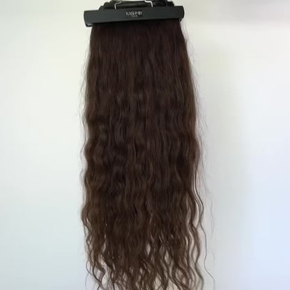 Kashmir Flat Weft - 26" Medium Brown Wavy - 2 Wefts