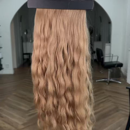 Kashmir Flat Weft - 24" Light Brown Wavy - 3 Wefts